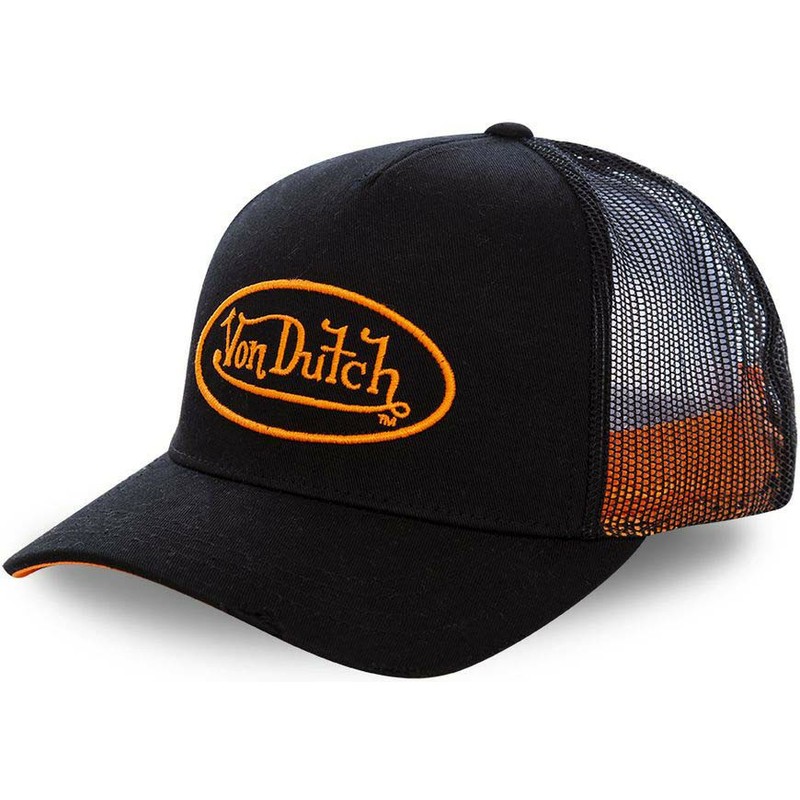 von-dutch-orange-logo-neo-ora-black-trucker-hat