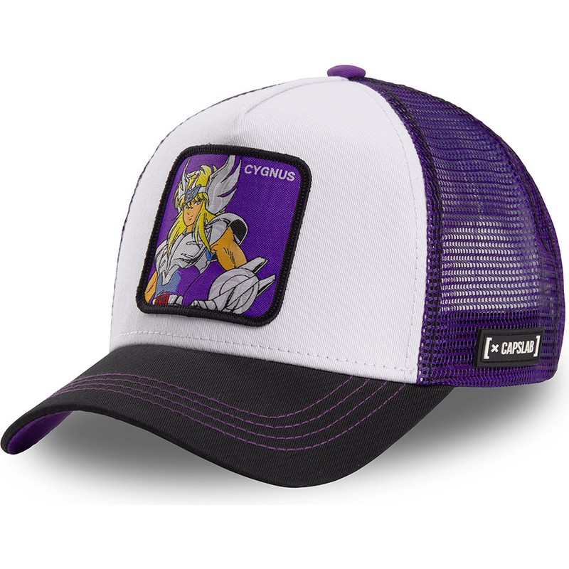 Gorra trucker blanca, violeta y negra Hyōga de Cygnus CYG1 Saint Seiya