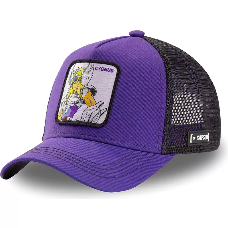 capslab-cygnus-hyoga-cyg2-saint-seiya-knights-of-the-zodiac-purple-and-black-trucker-hat