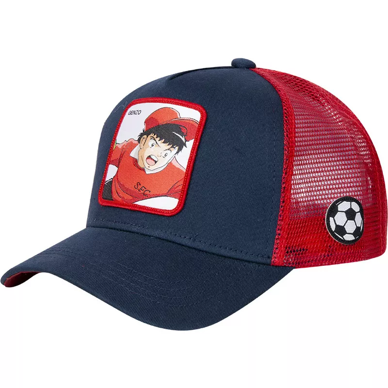 capslab-genzo-wakabayashi-wak3-captain-tsubasa-navy-blue-and-red-trucker-hat