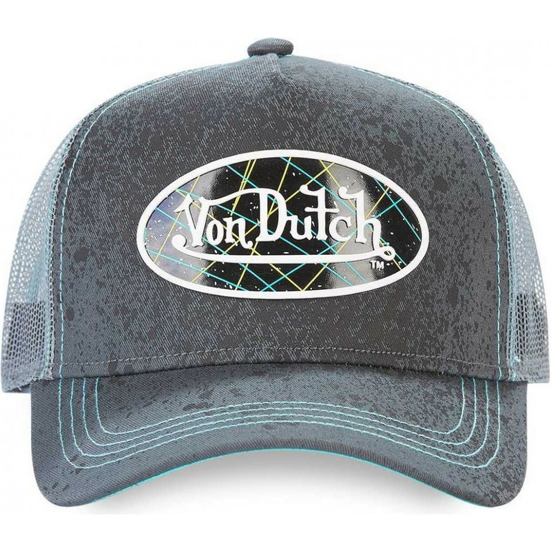 Von Dutch ASPA MUL Grey and Blue Trucker Hat: Caphunters.com