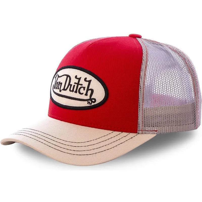 cappellino-trucker-rosso-e-kaki-colred-di-von-dutch