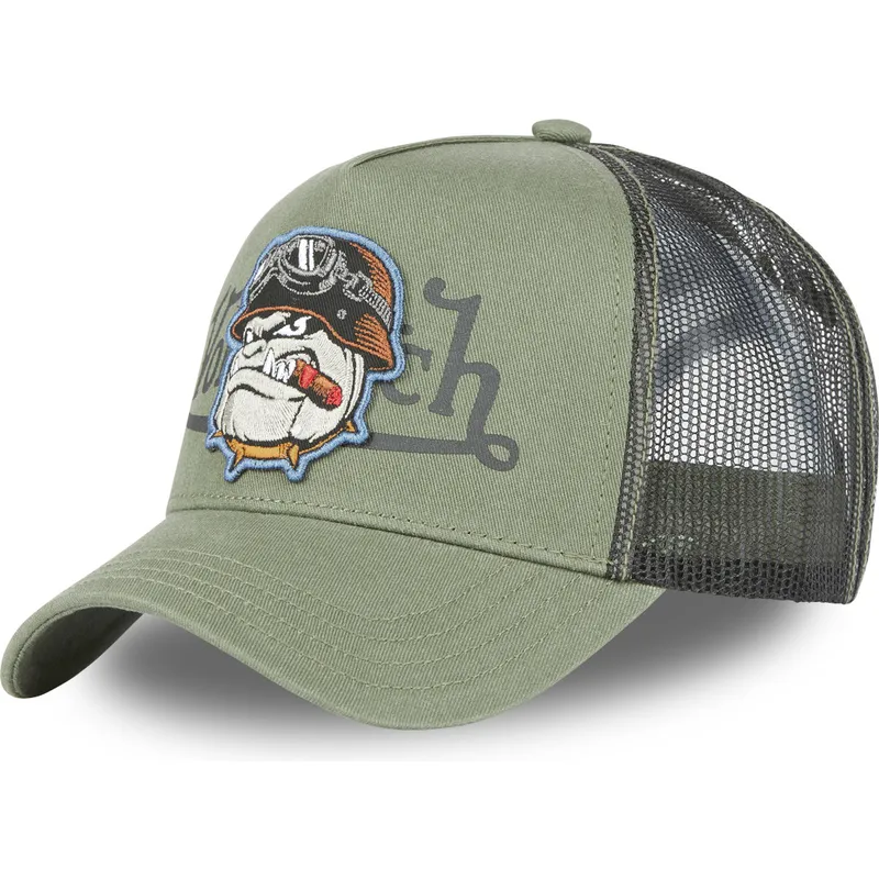 czapka-trucker-zielona-pies-buldog-bull-k-von-dutch