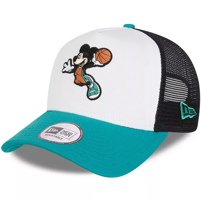 New Era Sports Frame Mickey Mouse Basketball Disney White, Black and Blue Trucker Hat: