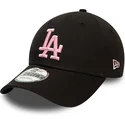 petten-gebogen-zwart-verstelbaar-rosa-9forty-league-essential-van-los-angeles-dodgers-mlb-van-new-era