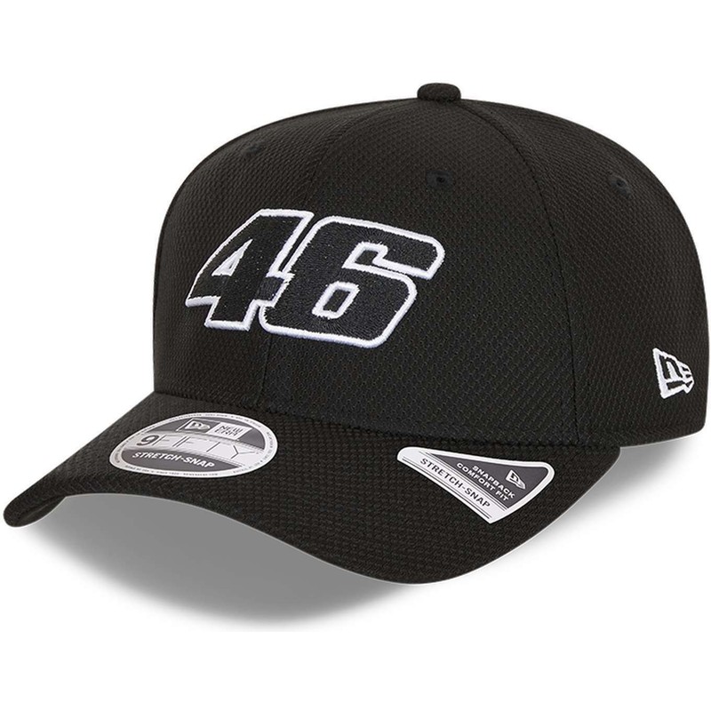 Gorra curva negra snapback 9FIFTY Diamond Era Stretch de Rossi VR46 de New Caphunters.com