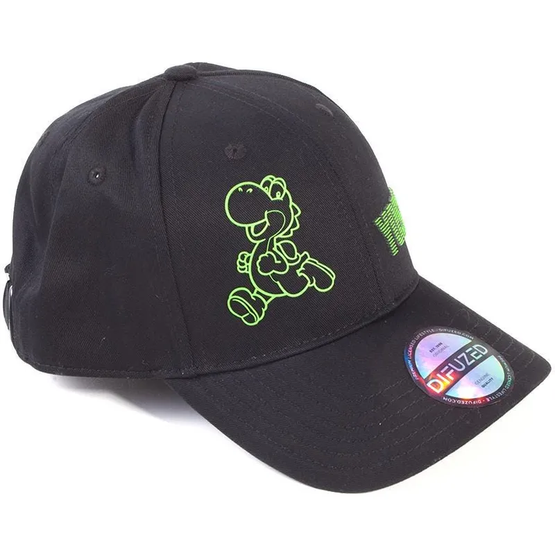 Cappello Snapback Ufficiale Super Mario Con Yoshi Stampa All-Over Neon - Regolabile, Visiera Piatta - Colori Brillanti Multicolore