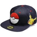 casquette-plate-bleue-denim-snapback-poke-ball-pikachu-pokemon-difuzed