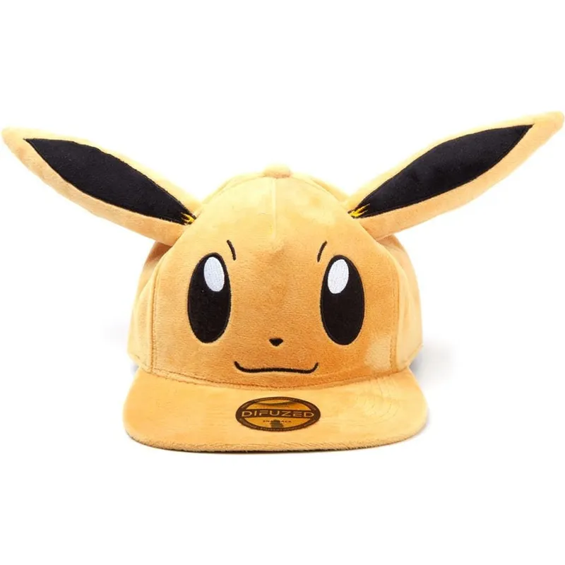 casquette-plate-marron-snapback-evoli-plush-pokemon-difuzed