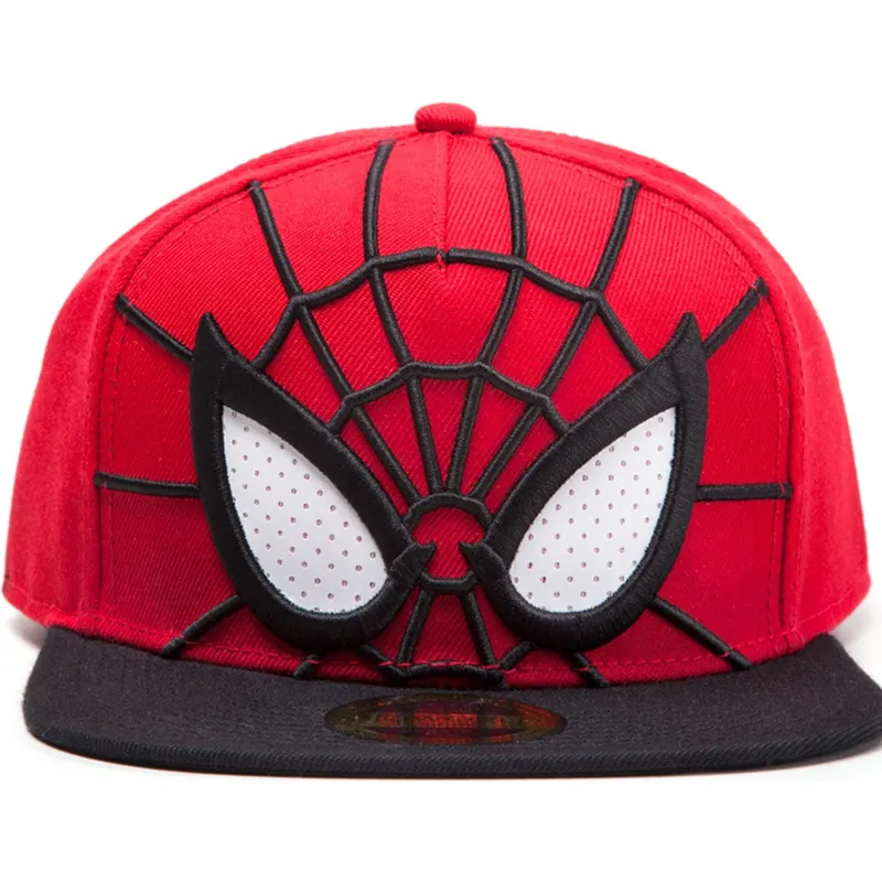 casquette-plate-rouge-et-noire-snapback-spider-man-3d-mesh-eyes-marvel-comics-difuzed