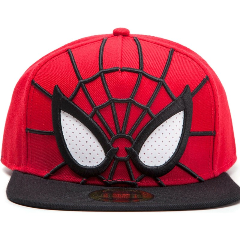 difuzed-flat-brim-spider-man-3d-mesh-eyes-marvel-comics-red-and-black-snapback-cap