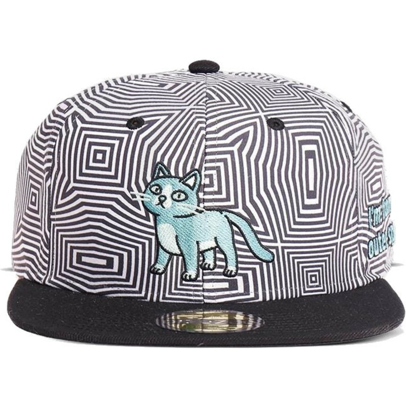 difuzed-flat-brim-talking-cat-outer-space-rick-and-morty-white-and-black-snapback-cap