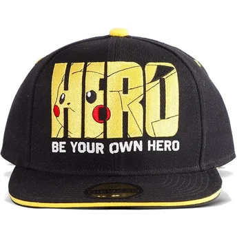 Casquette plate noire snapback Pikachu Be Your Own Hero Olympics Pokémon Difuzed