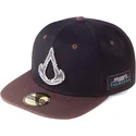 gorra-plana-negra-y-marron-snapback-valhalla-metal-badge-assassins-creed-de-difuzed