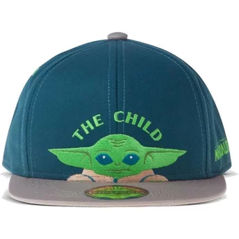 Difuzed Flat Brim Youth Grogu Baby Yoda The Child The Mandalorian Star Wars Blue and Grey Snapback Cap