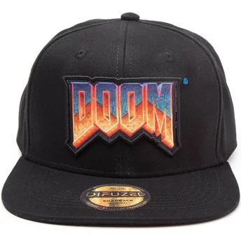 Gorra plana negra snapback Logo Doom de Difuzed