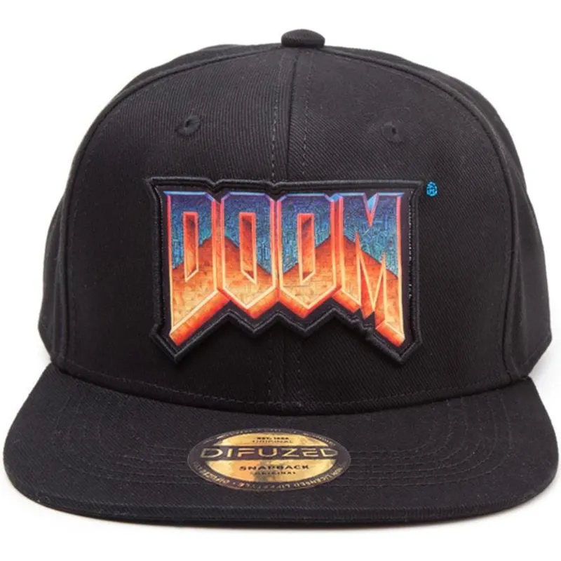 casquette-plate-noire-snapback-logo-doom-difuzed