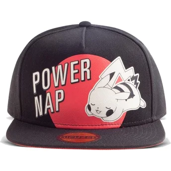 Casquette plate noire snapback Pikachu Power Nap Pokémon Difuzed