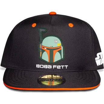 Casquette plate noire et orange snapback pour enfant Boba Fett Bounty Hunter The Mandalorian Star Wars Difuzed