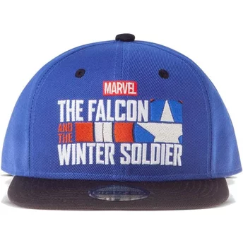Difuzed Flat Brim The Falcon And The Winter Soldier Logo Marvel Comics Blue and Black Snapback Cap