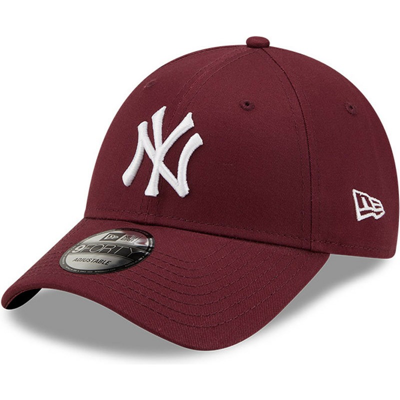 new-era-curved-brim-9forty-league-essential-new-york-yankees-mlb-maroon-adjustable-cap