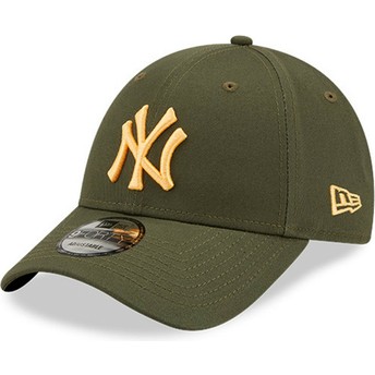 Gorra curva verde ajustable con logo naranja 9FORTY League Essential de New York Yankees MLB de New Era