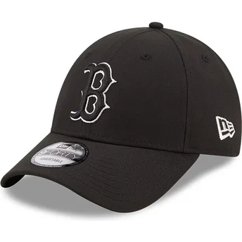 New Era Curved Brim 9FORTY Black And Silver Boston Red Sox MLB Black Adjustable Cap