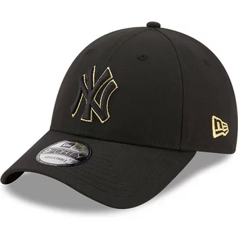 Gorra curva negra ajustable 9FORTY Black And Gold de New York Yankees MLB de New Era