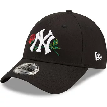 Gorra curva negra ajustable 9FORTY Rose de New York Yankees MLB de New Era