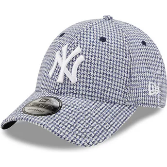 Gorra curva azul ajustable 9FORTY Houndstooth de New York Yankees MLB de New Era
