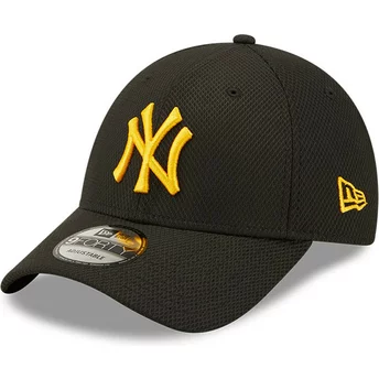 Gorra curva negra ajustable con logo naranja 9FORTY Diamond Era de New York Yankees MLB de New Era