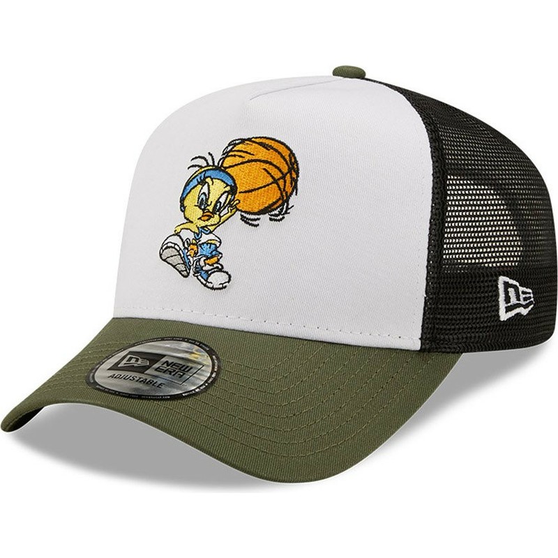 new-era-tweety-a-frame-character-sports-looney-tunes-white-black-and-green-trucker-hat