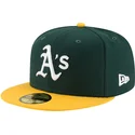 cappellino-piatto-verde-e-giallo-aderente-59fifty-ac-perf-degli-oakland-athletics-mlb-di-new-era