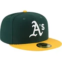 cappellino-piatto-verde-e-giallo-aderente-59fifty-ac-perf-degli-oakland-athletics-mlb-di-new-era