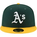 cappellino-piatto-verde-e-giallo-aderente-59fifty-ac-perf-degli-oakland-athletics-mlb-di-new-era
