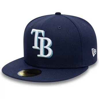 Gorra plana azul marino ajustada 59FIFTY AC Perf de Tampa Bay Rays MLB de New Era