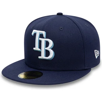 Petten plat marineblauw fitted 59FIFTY AC Perf van Tampa Bay Rays MLB van New Era