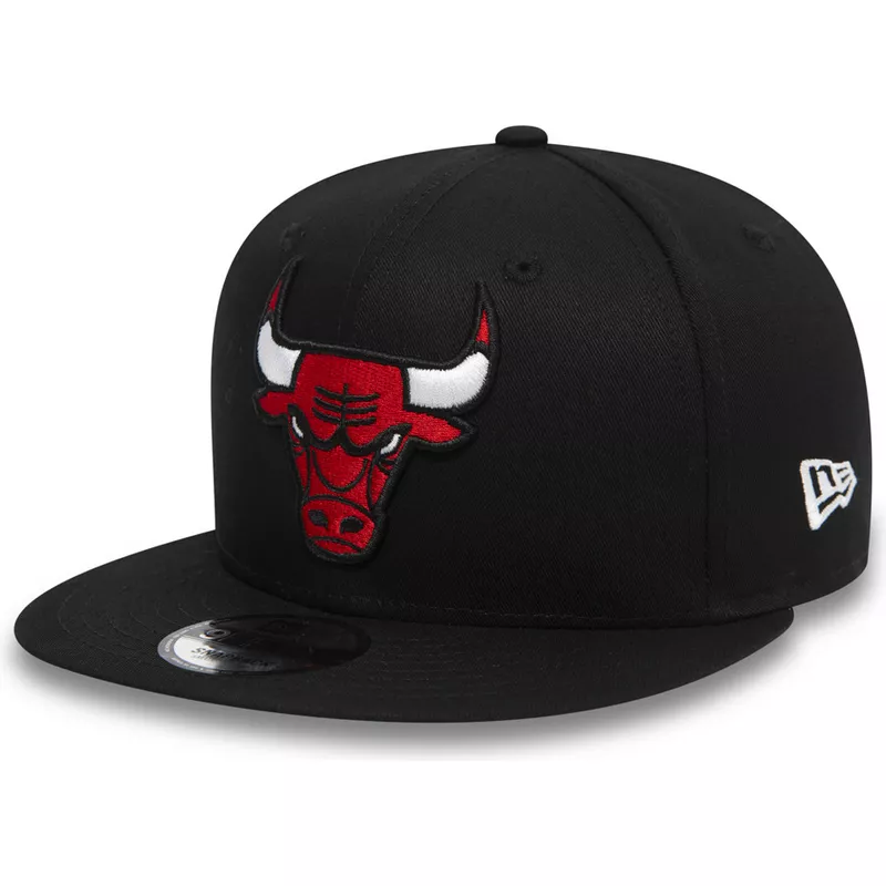 Gorra plana negra snapback 9FIFTY Split Logo de Chicago Bulls NBA de New Era