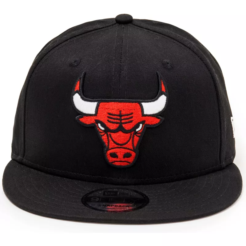 Gorra plana negra snapback 9FIFTY de Chicago Bulls NBA de New Era
