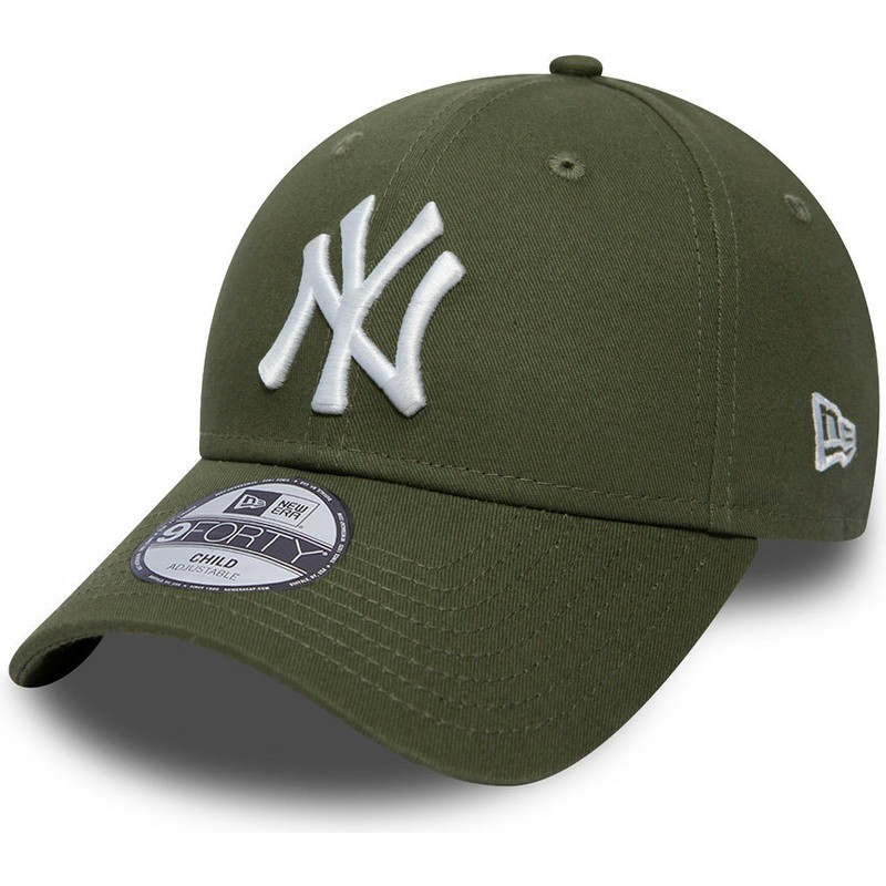 new-era-curved-brim-youth-9forty-league-essential-new-york-yankees-mlb-green-adjustable-cap