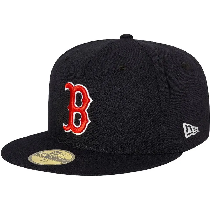 cappello-piatto-blu-marino-chiuso-59fifty-ac-perf-di-boston-red-sox-mlb-di-new-era