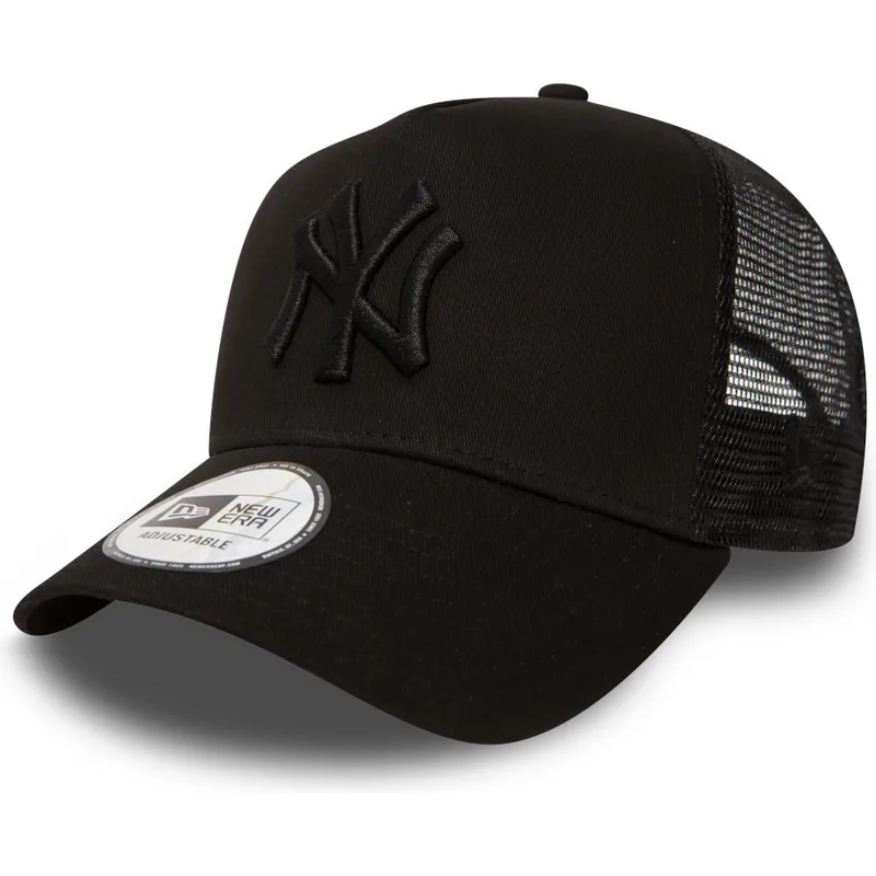 sort-trucker-kasket-til-dreng-med-sort-a-frame-clean-logo-fra-new-york-yankees-mlb-fra-new-era