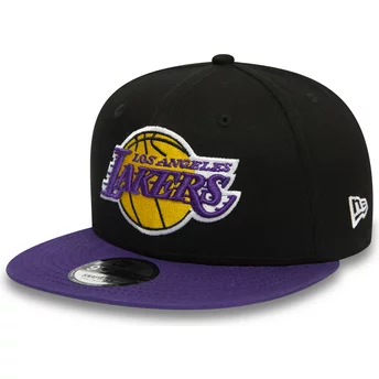 Gorra plana negra y violeta snapback 9FIFTY de Los Angeles Lakers NBA de New Era