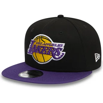 Μαύρο και μοβ επίπεδο καπέλο snapback 9FIFTY των Los Angeles Lakers NBA από New Era