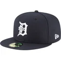 casquette-plate-bleue-marine-ajustee-59fifty-ac-perf-detroit-tigers-mlb-new-era