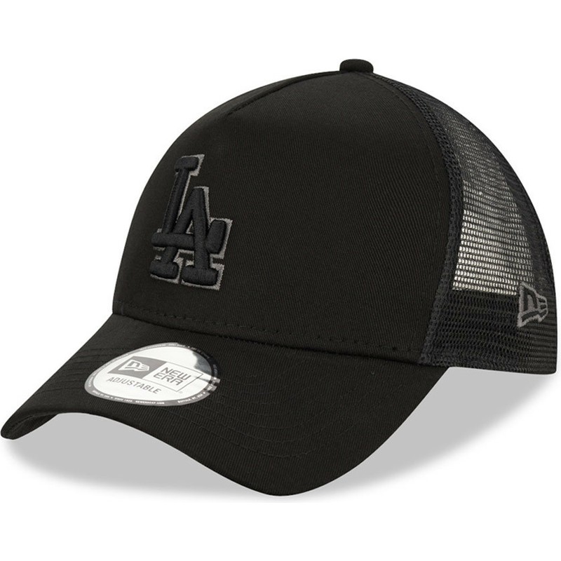 new-era-black-logo-9forty-a-frame-los-angeles-dodgers-mlb-black-trucker-hat