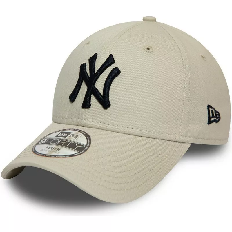 new-era-curved-brim-youth-9forty-league-essential-new-york-yankees-mlb-beige-adjustable-cap
