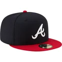 casquette-plate-bleue-marine-et-rouge-ajustee-59fifty-ac-perf-atlanta-braves-mlb-new-era