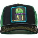 gorra-trucker-nera-e-verde-pappagallino-inseparabile-love-bird-twitterpated-the-farm-di-goorin-bros