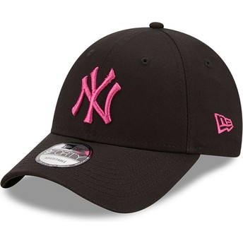 Gorra curva negra ajustable con logo rosa 9FORTY League Essential de New York Yankees MLB de New Era